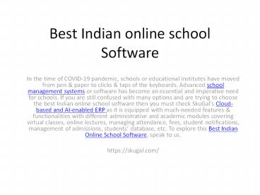 Best Indian online school Software skugal
