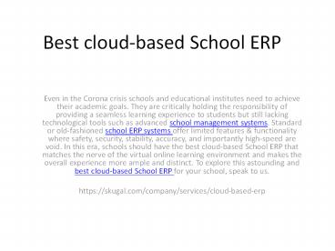 Best cloud-based School ERP skugal