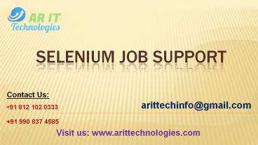 Selenium Job Support | Selenium Online Job Support - AR IT