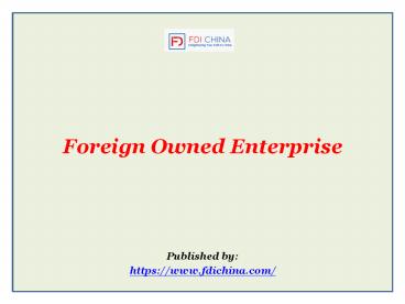 Foreign Owned Enterprise