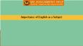 Importance of English as a Subject PowerPoint PPT Presentation
