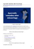 Ayurvedic treatment after miscarriage