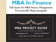 MBA in Finance Management