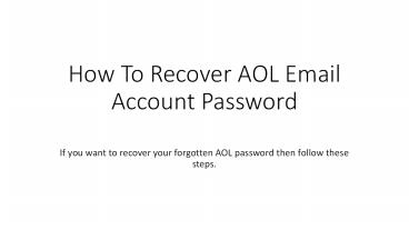 How to Recover AOL Email Account Password Without Any Information