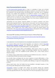 Active Pharmaceutical Market Leadership