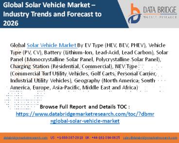 Solar vehicle market