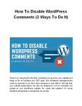 How To Disable WordPress Comments (3 Ways To Do It) PowerPoint PPT Presentation