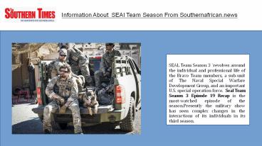 Information About  SEAl Team Season From Southernafrican.news