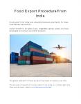 Food Export Procedure From India PowerPoint PPT Presentation