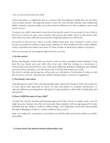 Choose best school for kids