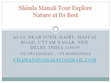 Shimla Manali Tour Explore Nature at Its Best