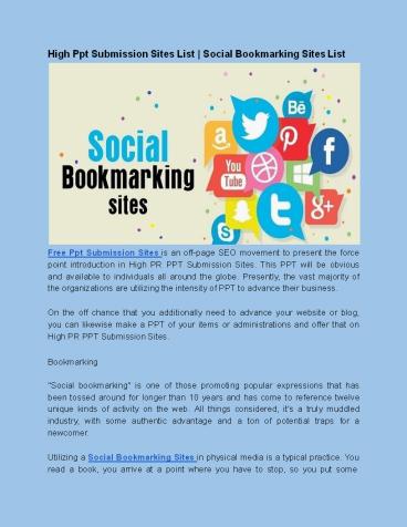 High Ppt Submission Sites List | Social Bookmarking Sites List