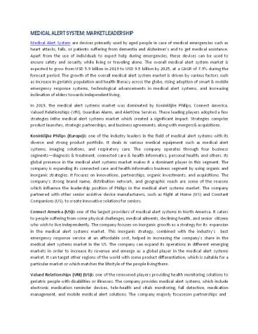 MEDICAL ALERT SYSTEM: MARKET LEADERSHIP