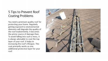 5 Tips to Prevent Roof Coating Problems