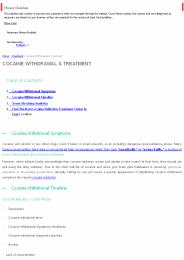 COCAINE WITHDRAWAL & TREATMENT