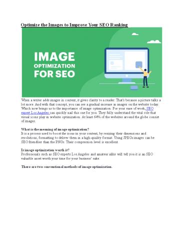 Optimize the Images to Improve Your SEO Ranking presentation | free to ...