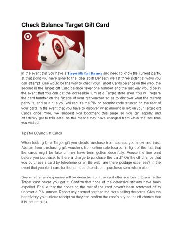 Check Balance Target Gift Card for Your Family