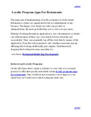 Loyalty Program Apps For Restaurants