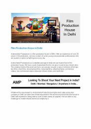 Film Production Services in Delhi
