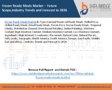 Frozen Ready Meals Market – Future Scope,Industry Trends and Forecast to 2026