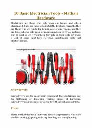 10 Basic Electrician Tools - Mathaji Hardware