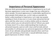Importance of Personal Appearance