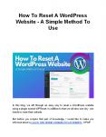 How To Reset A WordPress Website - A Simple Method To Use PowerPoint PPT Presentation