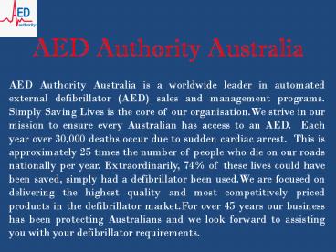 Aed Defibrillator Australia