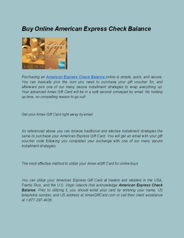Buy Online American Express Check Balance