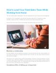 How to Lead Your Field Sales Team While Working from Home PowerPoint PPT Presentation