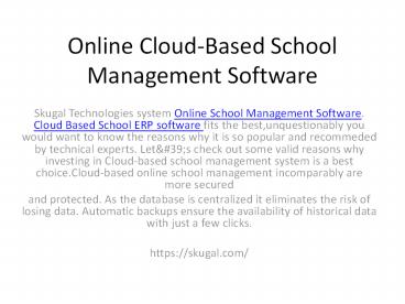 Online Cloud-Based School Management Software