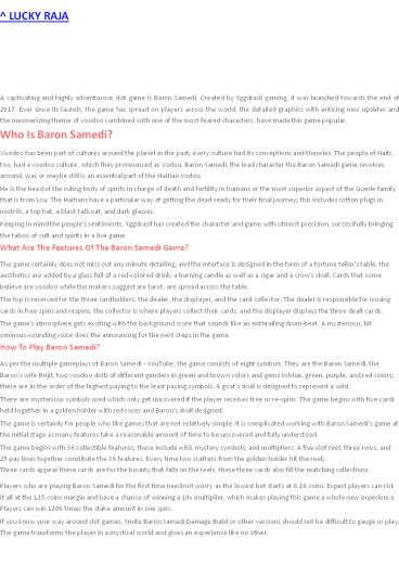 How To Build And Play Baron Samedi