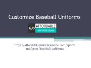 Customize Baseball Uniforms