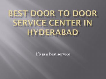 IFB Washing Machine Service Center in Hyderabad