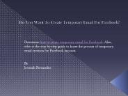 How To Create Temporary Email For Facebook?