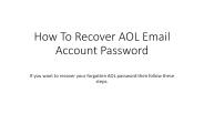 How To Recover AOL Email Account Password