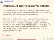 Managed Care Benefits for Expats in Mexico
