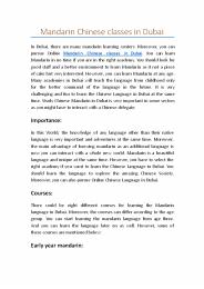 Mandarin Chinese classes in Dubai