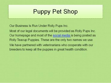 puppy pet shop