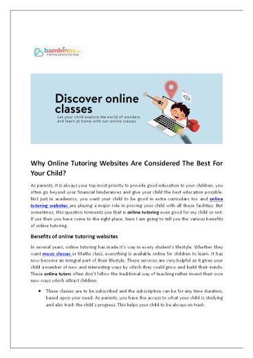 Bambinos provides online classes for kids