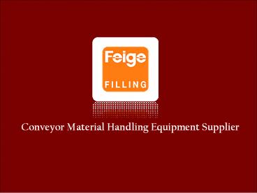 Conveyor Material Handling Equipment