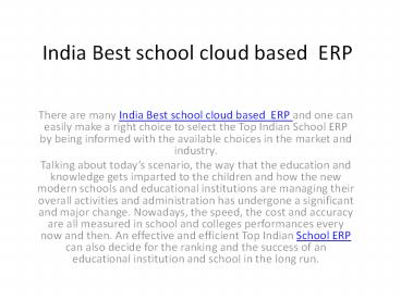 India Best school cloud-based  ERP