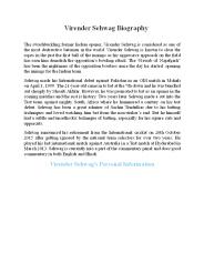 Virender Sehwag Biography
