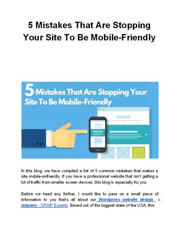 5 Mistakes That Are Stopping Your Site To Be Mobile-Friendly