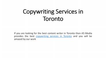 Copywriting Services in Toronto