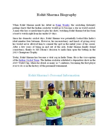 Rohit Sharma Biography