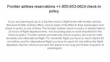 frontier airlines check-in policy