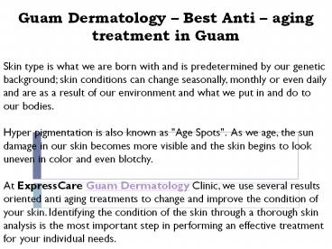 Guam Dermatology – Best Anti – aging treatment in Guam