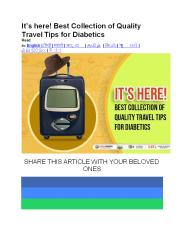 Finest Travel Tips for Diabetics