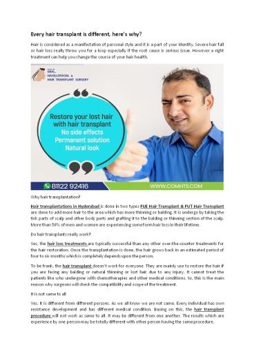 FUT Hair Transplant cost in Hyderabad